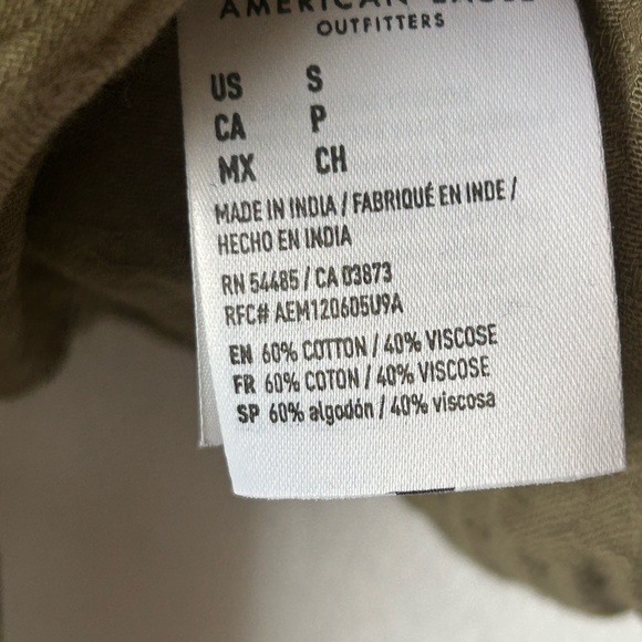 Women's Olive Green Tiered Long Sleeve Peasant Top - Picture 6 of 7